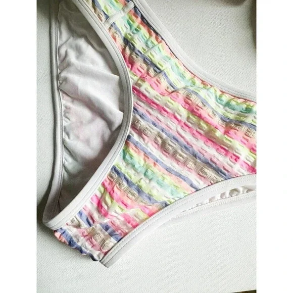Victorias Secret Striped Seersucker 2 Piece Bikini Set  L/34D - Picture 5 of 9